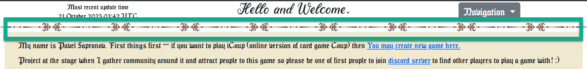 Скриншот, иллюстрирующий таинственный готический разделитель.